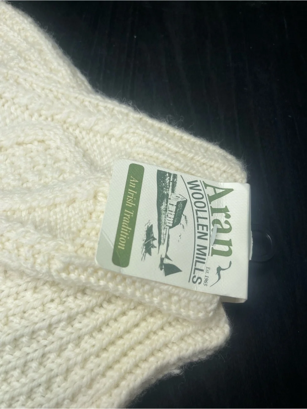 Aran Woollen Mills Irish Knit Mittens Womens Small Ivory NWT Cable Knit Gloves